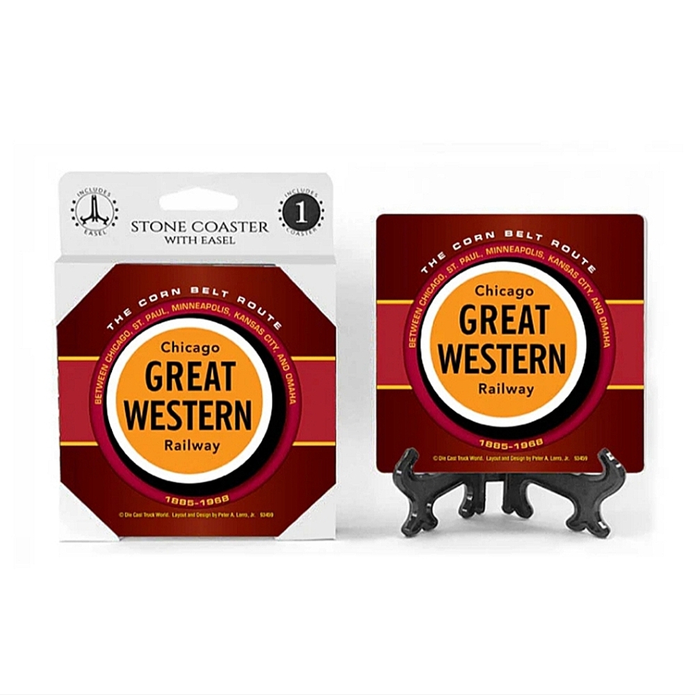 New Chicago Great Western Railway Stone Coaster With Easel 4x4 Train Theme